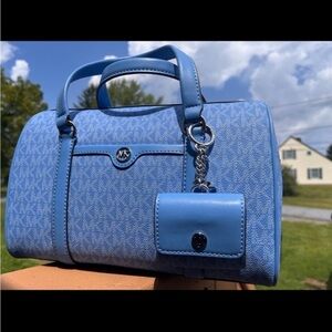 Michael Kors South Pacific Medium Duffle Satchel Crossbody NWT AirPods Charm